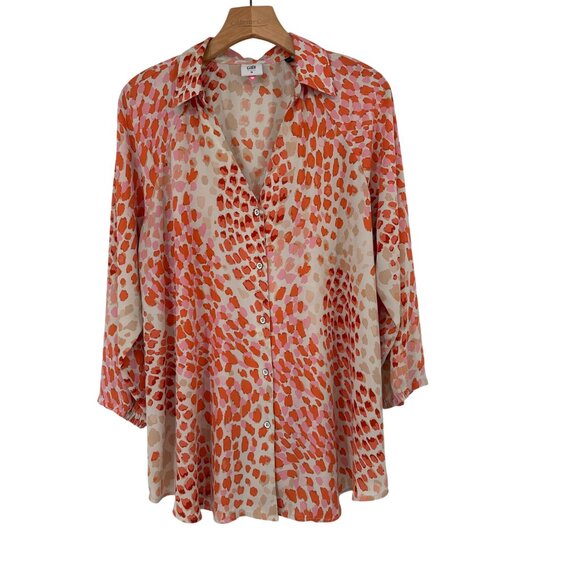 Cabi Womens go to blouse orange beige leopard print size medium - Picture 3 of 11